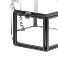 Boîte à alliances en verre transparent hexagonale de luxe avec logo personnalisé, organisateur de bijoux géométrique avec fermeture à bouton