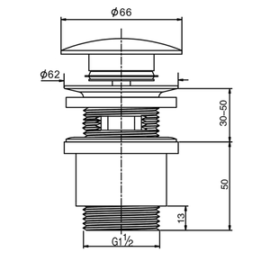 32MM Watermark Phê Duyệt Brass POP-UP Chất Thải Với Nắp Gốm-Không Tràn - Product Image 6