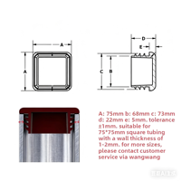 Bouchon carré épais en LDPE noir (moulé par injection) pour machines agricoles modèles SQ75/SQ80