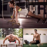 Logo Kustom Alat Fitness Push Up Stand Bar Olahraga Gym Kayu Calisthenics Parallettes Kayu