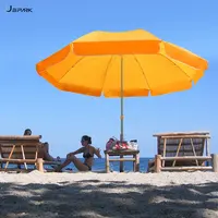 Payung Pantai Taman Luar Ruangan Tahan Angin Kustom Grosir dengan Cetakan Logo UV
