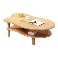 Table basse nordique en bois massif au design unique, coins arrondis, forme nuage, élégante, avec rangement pour salons, maisons d'hôtes et petits espaces