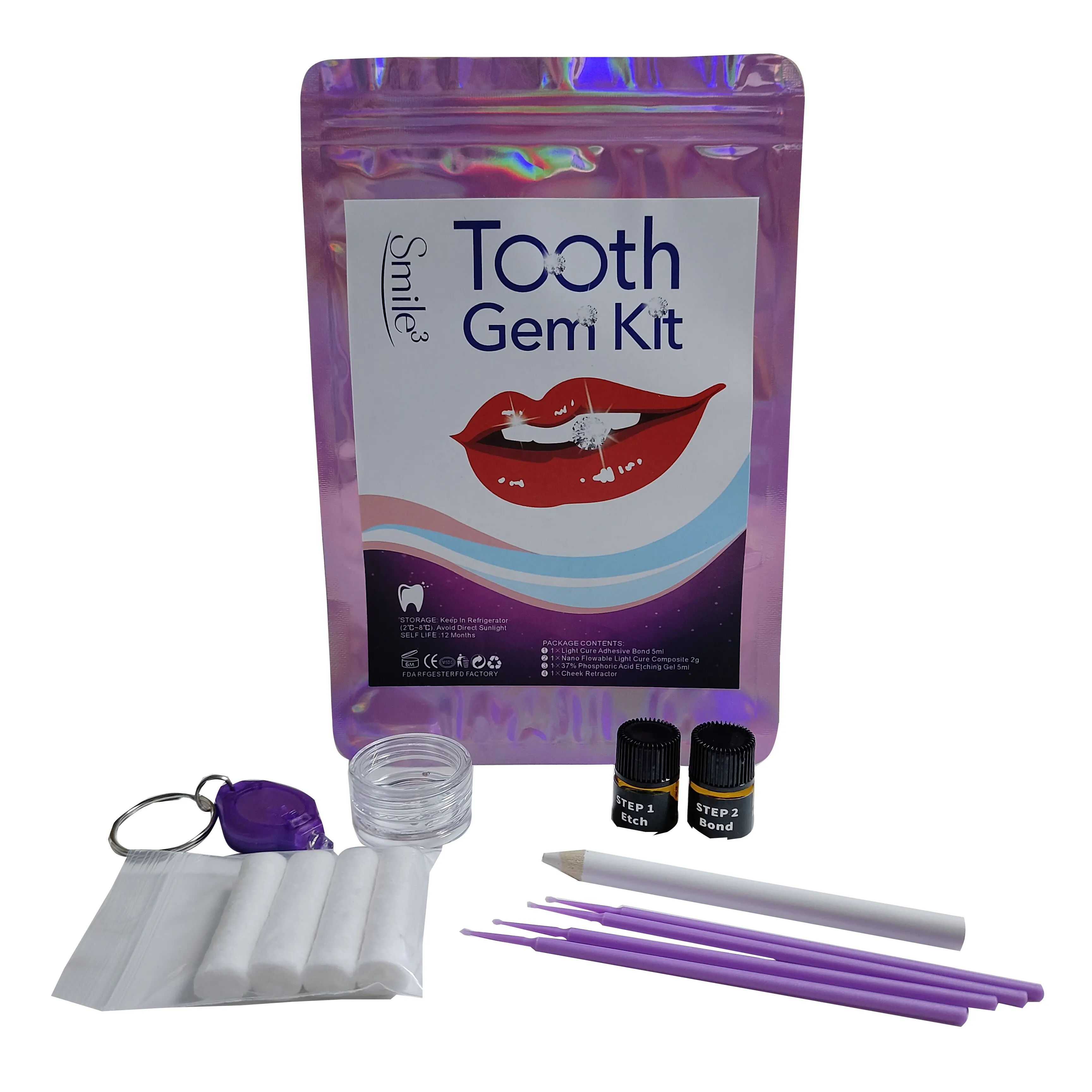 Hot Sale Glue Home Use Private Label Tooth Jewelry Swarovski Adhesive Etching Gel Professional Diy Tooth Gem Beginner Glue Kit