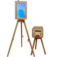 Fabrieksdirecte verkoop 18,5 inch touchscreen opvouwbaar houten statief fotohokje voor bruiloften met iPad & camera compatibiliteit