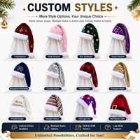 Chapeau de Père Noël personnalisé avec logo, 100g, 75cm, extra long, bord en fourrure, couleur unie, pour Noël, fêtes, décorations, vente en gros, OEM