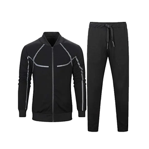 Ensemble de survêtements athlétiques respirants pour hommes, style streetwear hiver, tenue de sport en tissu Spandex/Polyester, fournisseur en gros - Product Image 1