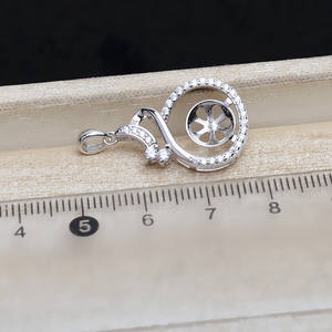 Colgante de Plata S925 Wenchi, Soporte Inferior de 4mm para Perlas DIY, Accesorio Ocultador de Perlas de 10-11mm, Producto Semielaborado 100% Vacío, Modelo 13977 - Product Image 4