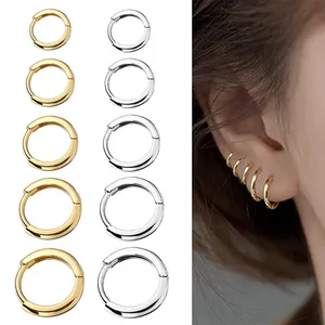 Brinco de argola pequena de ouro, brincos femininos de aço inoxidável simples e tendência, piercing de cartilagem para homens e mulheres, joias de piercing de orelha, 2022