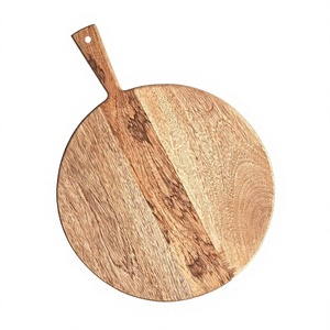 เขียงไม้ทรงกลมพร้อมด้ามจับ ผิวธรรมชาติ สำหรับหั่นอาหาร ชิ้นเดียว - Product Image 1