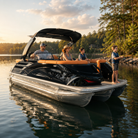 Bateau ponton de luxe en aluminium de 22 pieds - Tri-Tube - 12 personnes - Pêche sportive - Homologué CE - Moteur 250 CV max - Remorque en option
