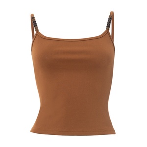 Viviblook เสื้อกั๊ก2025 J25TP173วินเทจใหม่สีทึบลูกปัดเสื้อสายคล้องเอวลอยเซ็กซี่สำหรับผู้หญิง - Product Image 4