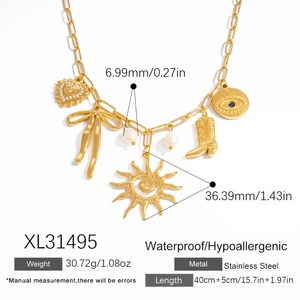 Collar de cadena de lujo de alta gama chapado en oro de 18 quilates de acero inoxidable con colgante de moda y joyería estilo Ins - Product Image 6