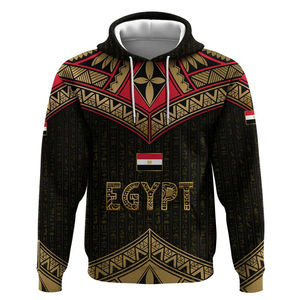 Sudadera con capucha con temática de Egipto para hombre, gran oferta, estampado 3D de jeroglíficos y bandera nacional, sudadera informal negra y dorada roja - Product Image 1