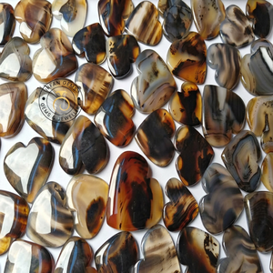 Agate de Montana naturelle, forme fantaisie, percée sur le devant, agate de Montana lisse en forme de cœur, pierres semi-précieuses pour la création de bijoux. - Product Image 2