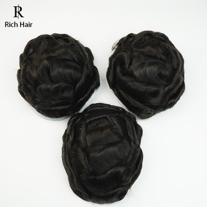 Prótesis Capilar <span class=keywords><strong>para</strong></span> <span class=keywords><strong>Hombres</strong></span> Rich Hair, con Nudos Superfinos, Ondas de Agua, 100% Cabello Humano Remy Indio, Peluca Frontal de Encaje, Reemplazo de Tupé - Product Image 3