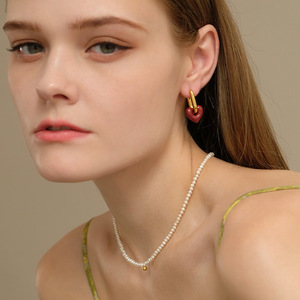 Pendientes de plata de primera ley con forma de corazón para mujer, aretes, aros, aros, oro de 18 quilates, 18K, Estilo Vintage - Product Image 4