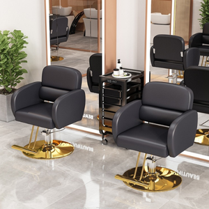 Fauteuil de Barbier Noir Rembourré, Chaise de Salon Hydraulique, Siège de Coiffure avec Accoudoirs Réglables - Product Image 4