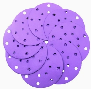 Bền màu tím giấy nhám ô tô đánh bóng Móc & vòng lặp phim Sanding Disc cho xe chà nhám - Product Image 1