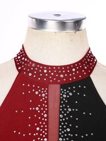 Ballet lyrique Jazz strass robe de danse dos nu maille justaucorps robes scène Performance danse porter