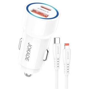 Jokade Car Charger 90W <b>USB</b> C PD Fast <b>Charging</b> With <b>Cable</b> White - Product Image 1