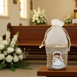 ถุงของขวัญสำหรับงานรับศีลมหาสนิทเด็กผู้หญิง ขนาด 14x8x4 ซม. พร้อมลายตกแต่งทางศาสนา สำหรับงานพิธีการที่หรูหรา - Product Image 3