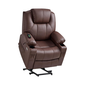 MCombo Hellbraun Mittel Kunstleder Elektrischer Power Lift Recliner <span class=keywords><strong>Massage</strong></span> stuhl Musikalische Funktion 3 Positionen <span class=keywords><strong>2</strong></span> Seiten taschen - Product Image 1