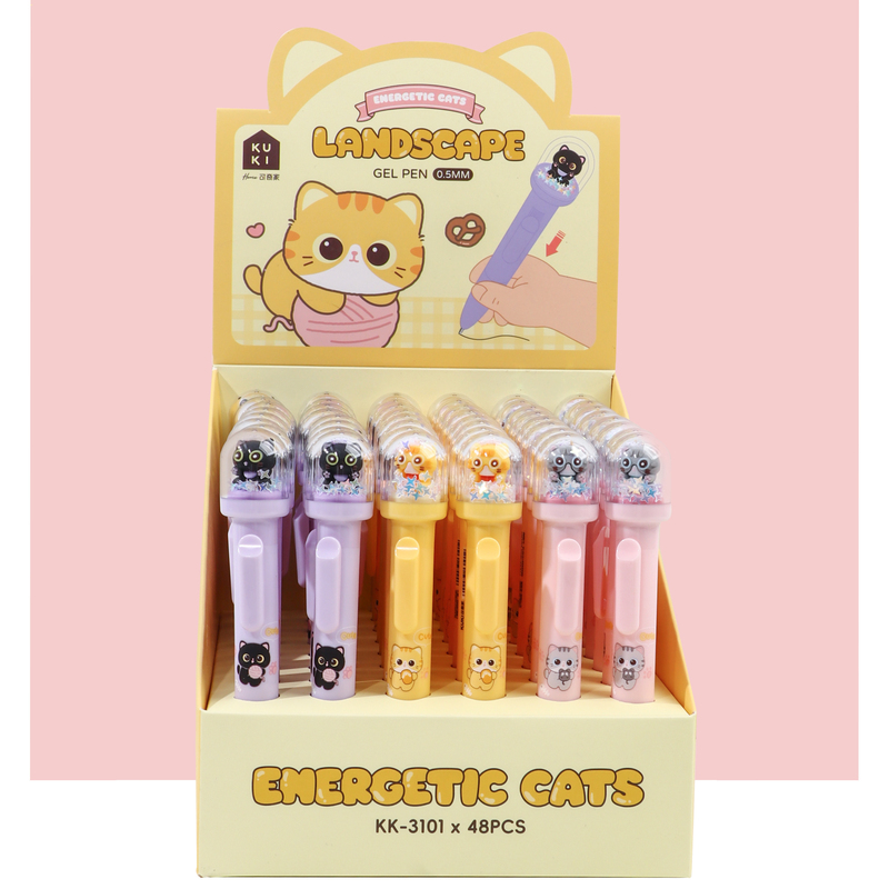 KUKI Cute Cat Landscape Pen Cartoon