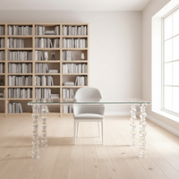 Table de salle à manger rectangulaire de luxe pour 6 personnes, en verre et acrylique, faite à la main, style nordique moderne, assemblée pour mariages