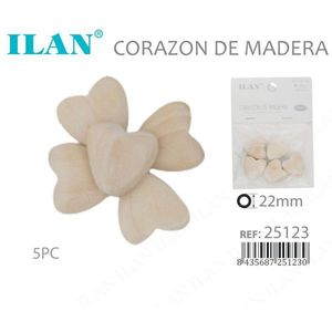 Perline di legno a forma di cuore Ilan da 22 mm, 5 pezzi, per la creazione di abiti e artigianato - Product Image 3