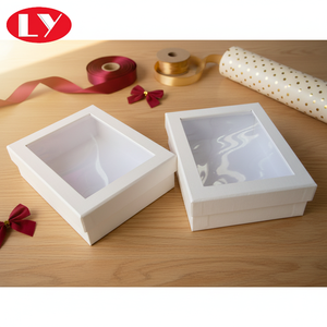 <strong>Decorative</strong> Coated Paper Texture Paper Cardboard <strong>Boxes</strong> <strong>with</strong> Clear Window <strong>Lid</strong> - Product Image 4