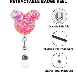 Porte-<span class=keywords><strong>badge</strong></span> rétractable en métal argenté léger avec porte-carte, anneau porte-clés, clip ceinture et <span class=keywords><strong>cordon</strong></span> en nylon pour infirmière - Product Image 3