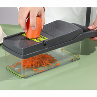 Vente en gros d'usine, coupe-légumes multifonctionnel en plastique 16 pièces, mandoline manuelle en ABS, trancheuse, hachoir, portable, cuisine