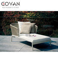 Chaise longue d'extérieur de luxe moderne avec structure en acier inoxydable, dossier ergonomique réglable pour hôtel et usage de loisirs