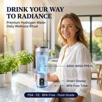 Bouteille d'eau hydrogénée portable personnalisée, modèle privé, rechargeable USB Type-C, sans BPA, en Tritan, 5001-10000PPB, 320ML, pour la maison