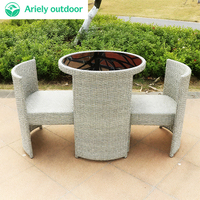 Meubles de jardin d'extérieur uniques, ensemble de table basse compacte avec miroir en rotin pour balcon et café