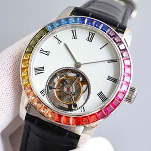 Reloj de Negocios Elegante de Primera Calidad, Homenaje al Diseño de Lujo Icónico, Cristal de Zafiro, Bisel con Piedras Preciosas de Colores, Reloj Mecánico con Tourbillon - Product Image 2