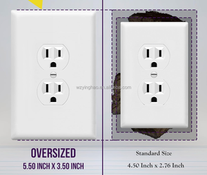 <span class=keywords><strong>Plaque</strong></span> murale pour prise double, grandes plaques de couverture pour prises électriques, format surdimensionné 1 poste 5,5" x 3,5", en <span class=keywords><strong>polycarbonate</strong></span> thermoplastique - Product Image 2