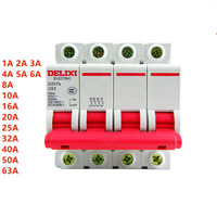 Disjoncteur miniature Delixi DZ47-125 1P 2P 3P 4P 63A 80A 100A 125A, interrupteur d'air, distribution solaire photovoltaïque, rail DIN MCB
