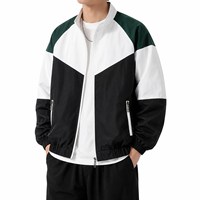 Veste de sport pour homme avec logo personnalisé, blocs de couleur, fermeture éclair intégrale, coupe ajustée, légère, coupe-vent, pour yoga, course à pied, vêtements de sport, veste athlétique