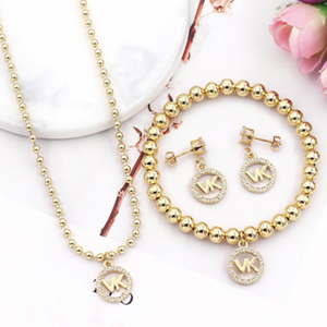 Conjuntos de Joyería de Diseñador de Moda, Collar, Aretes y Brazalete de Acero Inoxidable, Lujoso Juego de <span class=keywords><strong>3</strong></span> Piezas para Mujer - Product Image 3