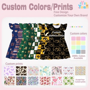 Vestito Personalizzato per Bambine con Logo Baylor Bear, Stampa Integrale con Lettere BU e Stelle, Maniche a Volant, Gonna a Trapezio Girevole - Product Image 3