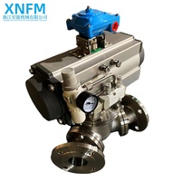 Vanne de dérivation industrielle XingNeng KFQ de type Y à 3 voies, en acier inoxydable SS304/SS316, poli miroir, à passage plein, avec noyau de bille forgé, à bride pneumatique EPDM