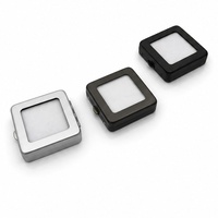 Boîte carrée personnalisée en métal pour pierres précieuses, avec couvercle transparent et fermeture à pression, noire et argentée, avec tampon en coton, étui de présentation pour diamants et bijoux