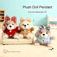 Porte-clés peluche ours en peluche pendentif petit sac à dos en cuir décoration et cadeau pour les couples autres porte-clés
