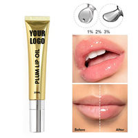 Huile repulpante pour les lèvres végane à marque privée 20ml, gloss lissant, maquillage des lèvres, applicateur métallique, soin des lèvres, logo personnalisé