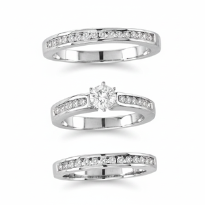New Arrival 1.00TCW Real Diamond Wedding Trio <b>Ring</b> <b>Set</b> in White <b>Gold</b> - Product Image 2