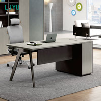 Bureau de direction moderne et luxueux en bois massif Liyu, convertible et contemporain, mobilier de bureau