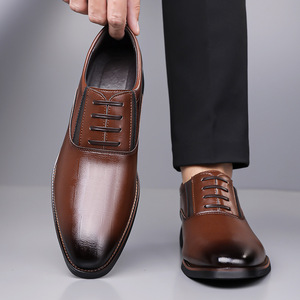 Chaussures habillées en cuir marron pour hommes, à lacets, pour le bureau, les occasions formelles, taille 47 48, grandes tailles - Product Image 3