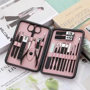 Strumenti professionali per il trucco 18 pezzi in acciaio inossidabile tagliaunghie Set Manicure per la cura di bellezza - Product Image 3