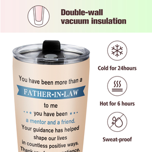 แก้วน้ำเก็บอุณหภูมิสแตนเลส 18/8 ขนาด 20 ออนซ์ แบบกำหนดเองสำหรับพ่อสามี, แก้วน้ำเดินทางแบบส่วนตัว, ของขวัญวันพ่อสำหรับพ่อสามี - Product Image 2